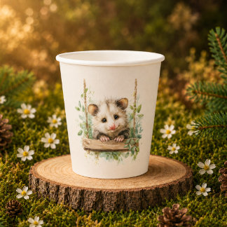 Bos Opossum Baby Shower • Neutraal Papieren Bekers