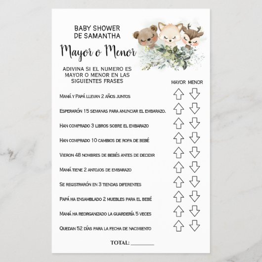 Bos over of onder baby shower flyer (Achterkant)