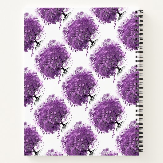 Bos Paarse Hart Blad Boom Bruiloft Planner Notitieboek (Achterkant)