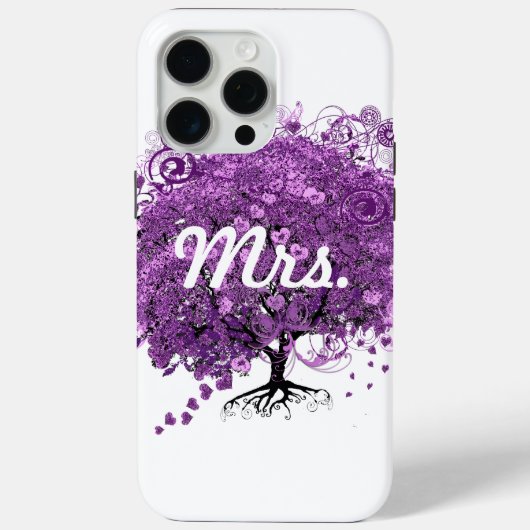 Bos Paarse Hartblad Boom Bruiloft Case-Mate iPhone Case (Achterkant)