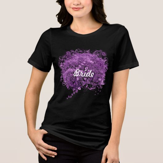 Bos Paarse Hartblad Boom Bruiloft Tri-Blend Shirt (Voorkant)