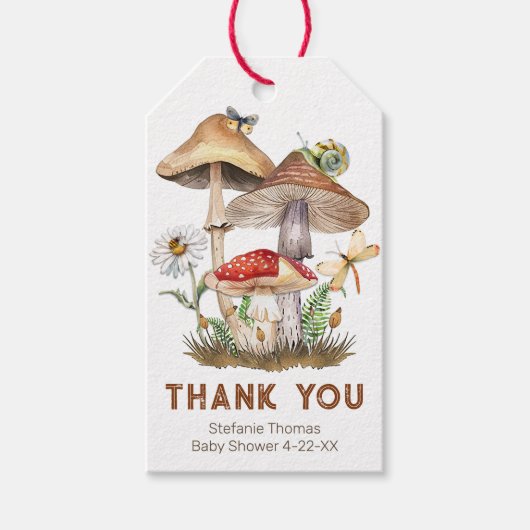 Bos Paddenstoel Baby Shower Bedank Geschenklabels Cadeaulabel (Voorkant)
