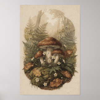 Bos Paddenstoel Bos Botanische Varens Poster