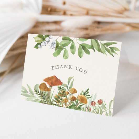 Bos Paddenstoel Groene Bruiloftsontvangst Bedankkaart