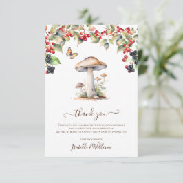 Bos Paddenstoel & Paddenstoel Herfst Baby Shower Bedankkaart