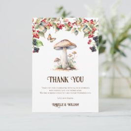 Bos Paddenstoel & Paddenstoel Herfst Baby Shower Bedankkaart