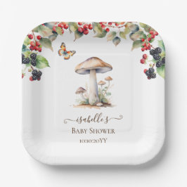 Bos Paddenstoel & Paddenstoel Herfst Baby Shower Papieren Bordje