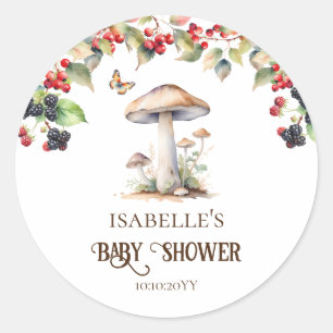 Bos Paddenstoel & Paddenstoel Herfst Baby Shower Ronde Sticker