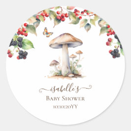 Bos Paddenstoel & Paddenstoel Herfst Baby Shower Ronde Sticker