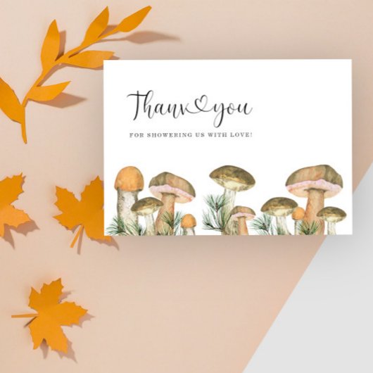 Bos paddenstoelen babyshower bedankkaart