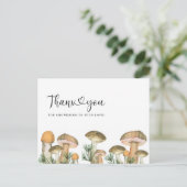 Bos paddenstoelen babyshower bedankkaart briefkaart (Staand voorkant)