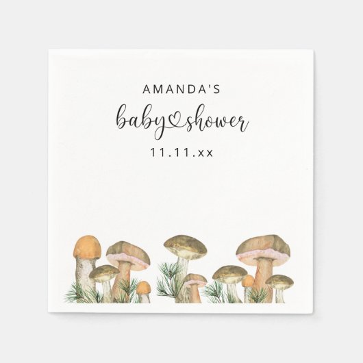 Bos paddenstoelen babyshower  servet (Voorkant)