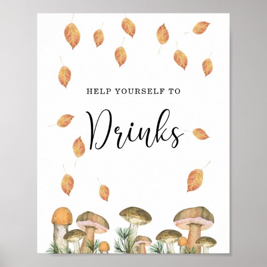 Bos paddenstoelen - Drankjes  Poster (Voorkant)