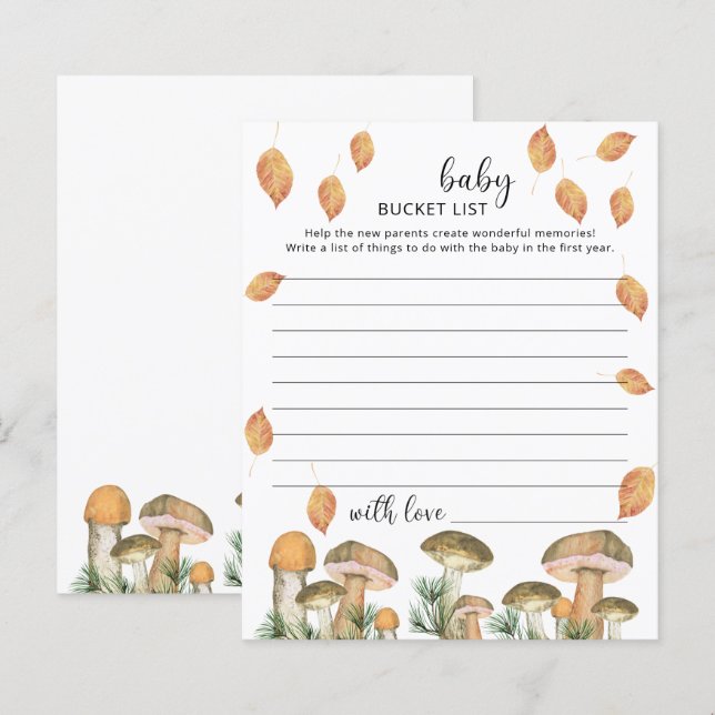 Bos paddenstoelen - emmerlijst voor baby's (Voorkant / Achterkant)