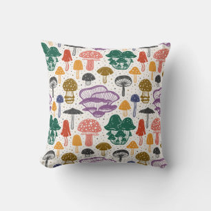 Bos Paddenstoelen Inkt Vintage Textuur Kussen