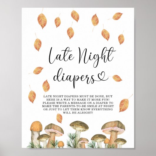 Bos paddenstoelen - Laatste nacht luierspel Poster (Voorkant)