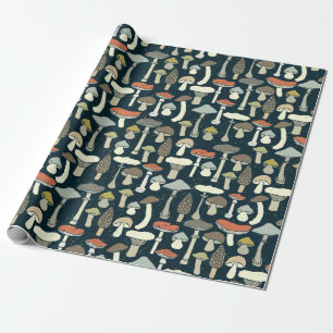 Bos Paddenstoelen Patroon Rustiek Cadeaupapier