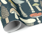 Bos Paddenstoelen Patroon Rustiek Cadeaupapier (Rol Hoek)
