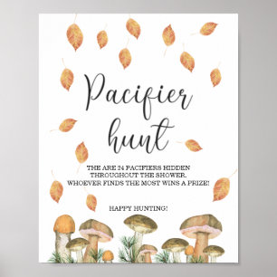 Bos paddenstoelen - speurtocht babyshower spel poster