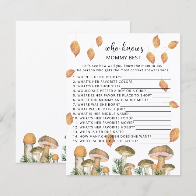 Bos paddenstoelen - Wie kent mama het beste (Voorkant / Achterkant)