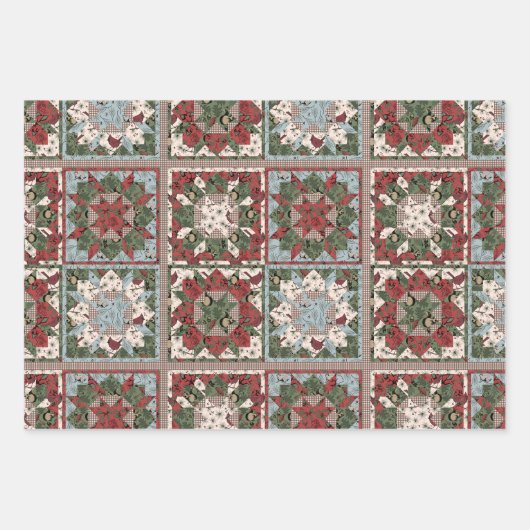 Bos Patchwork Kerst Inpakpapier Set Vel (Voorkant)