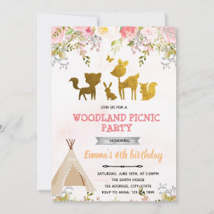 Bos picknickfeest uitnodiging