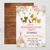 Bos picknickfeest uitnodiging (Voorkant / Achterkant)