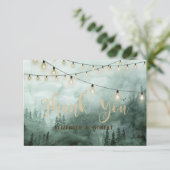 Bos, Pijnbomen, String Lichten Groen Bedankkaart (Staand voorkant)