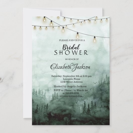 Bos, Pijnbomen, String Lichten Groen Kaart (Voorkant)