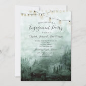 Bos, Pijnbomen, String Lights Groen Verloving Kaart (Voorkant)