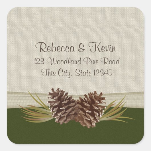 Bos Pinecones Vierkante Sticker (Voorkant)