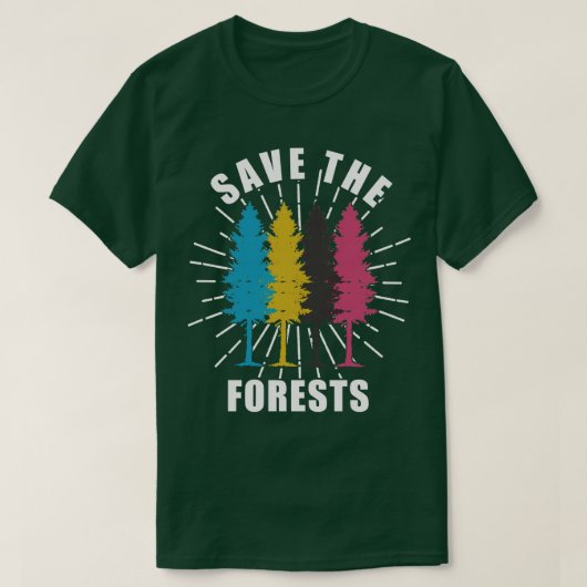 Bos Red het bos Red bomen Go Green Save the T-shirt (Design voorkant)