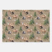 Bos rendieren familie foerageren door het bos inpakpapier vel (Voorkant 3)