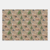 Bos rendieren familie foerageren door het bos inpakpapier vel (Voorkant 2)