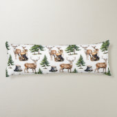 Bos rendieren familie foerageren door het bos lichaamskussen (Achterkant)