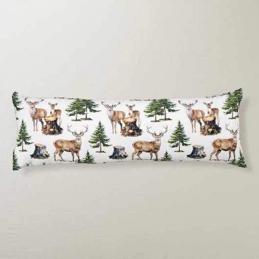 Bos rendieren familie foerageren door het bos lichaamskussen (Achterkant)