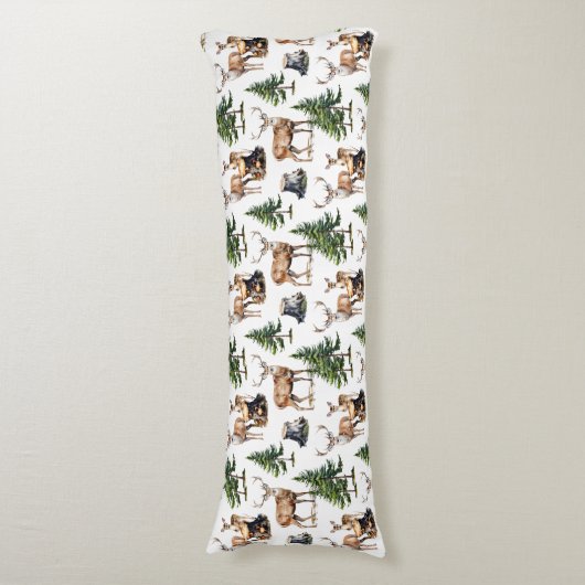 Bos rendieren familie foerageren door het bos lichaamskussen (Voorkant Verticaal)