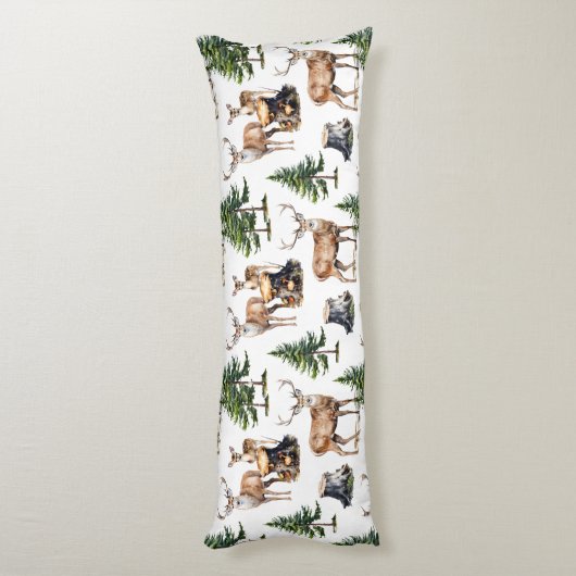 Bos rendieren familie foerageren door het bos lichaamskussen (Achterkant (Verticaal))