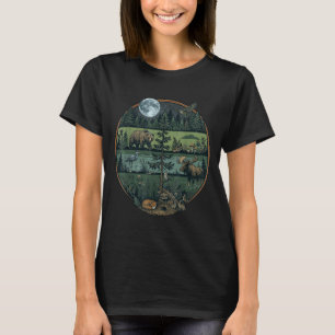 Bos retro bomen natuur dieren in het wild buiten m t-shirt