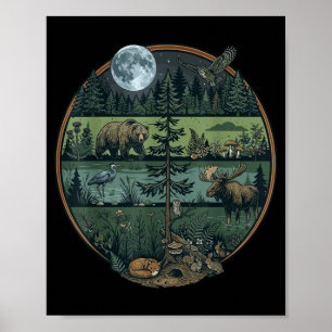 Bos retro bomen natuur natuurleven buiten mannen poster