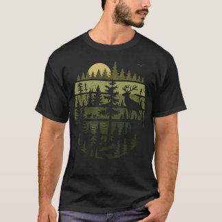 Bos Retro Natuur Wilde Dieren Buiten T-shirt