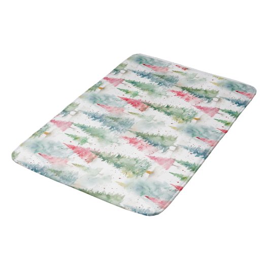 Bos, rode groene dennenbomen vakantie badmat (Gekanteld)