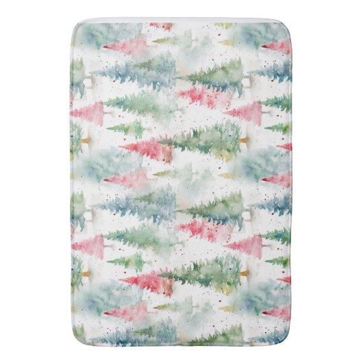 Bos, rode groene dennenbomen vakantie badmat (Voorkant Verticaal)