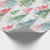 Bos, rode groene dennenbomen vakantie cadeaupapier (Hoek)