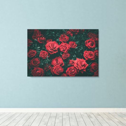 Bos rode rozen canvas afdruk (Insitu (Houten vloer))