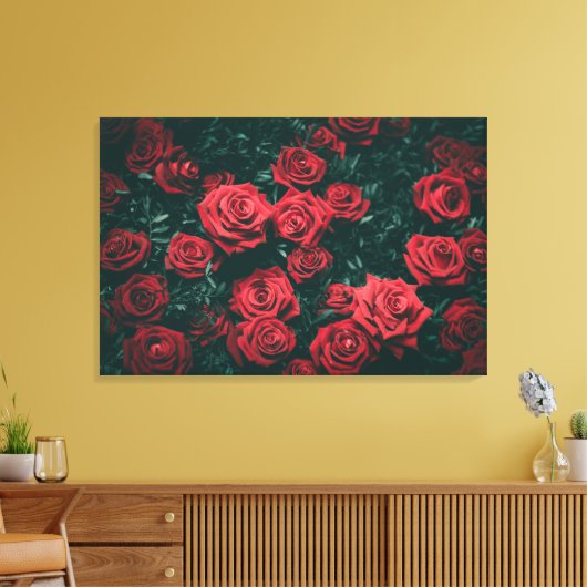 Bos rode rozen canvas afdruk (Insitu (Woonkamer))