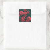 Bos rode rozen vierkante sticker (Tas)