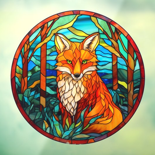 Bos Rode Vos Nep Gebrandschilderd Glas Raamsticker (Vel 3)