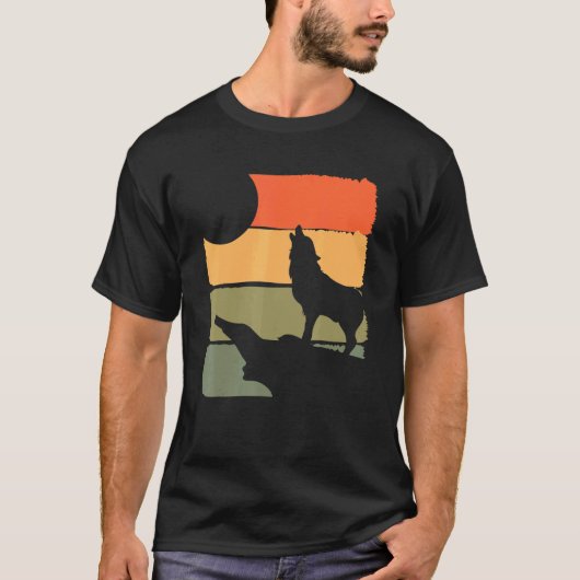 Bos Roofdier Huilende Wolf Dier Retro Wolf T-shirt (Voorkant)