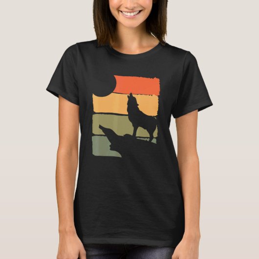 Bos Roofdier Huilende Wolf Dier Retro Wolf T-shirt (Voorkant)